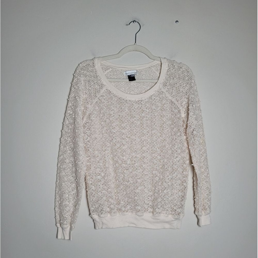 The Original Inc Sheer Ivory Lace Crochet Sweater Top Holiday Party Artsy Small - Picture 6 of 10